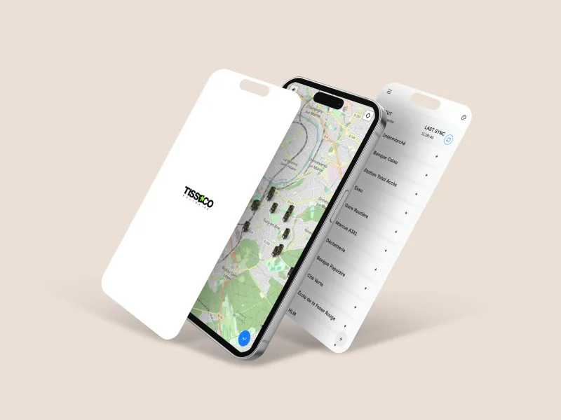 Maquette iPhone de l'application mobile Tisseco Solidaire pour les chauffeurs